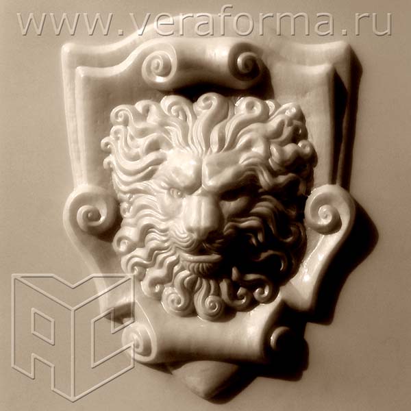 Пластиковая форма для фасадной скульптуры Лев на картуше